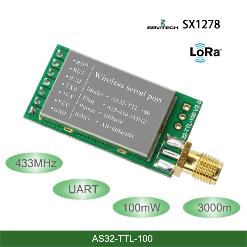433 МГц SX1278/SX1276 LORA беспроводной модуль 100 МВт 3000 м Дальний диапазон lora спектр беспроволочный последовательный порт UART трансивер 433 МГц SX1278/SX1276 LORA беспроводной модуль 100 МВт 3000 м Дальний диапазон lora спектр беспроволочный последовательный порт UART трансивер