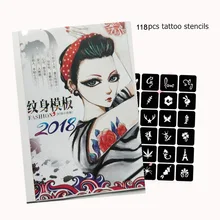 118 шт Водонепроницаемый маленький трафарет для татуировок милые шаблоны для рисования Кот цветок алфавит Аэрограф хна шаблоны для татуировок