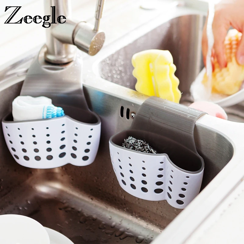 

Zeegle Home Kitchen Hanging Drain Bag Basket Bath Storage Hanging Organizer Sink Draining Soap Sponge Holder Storage Baskets