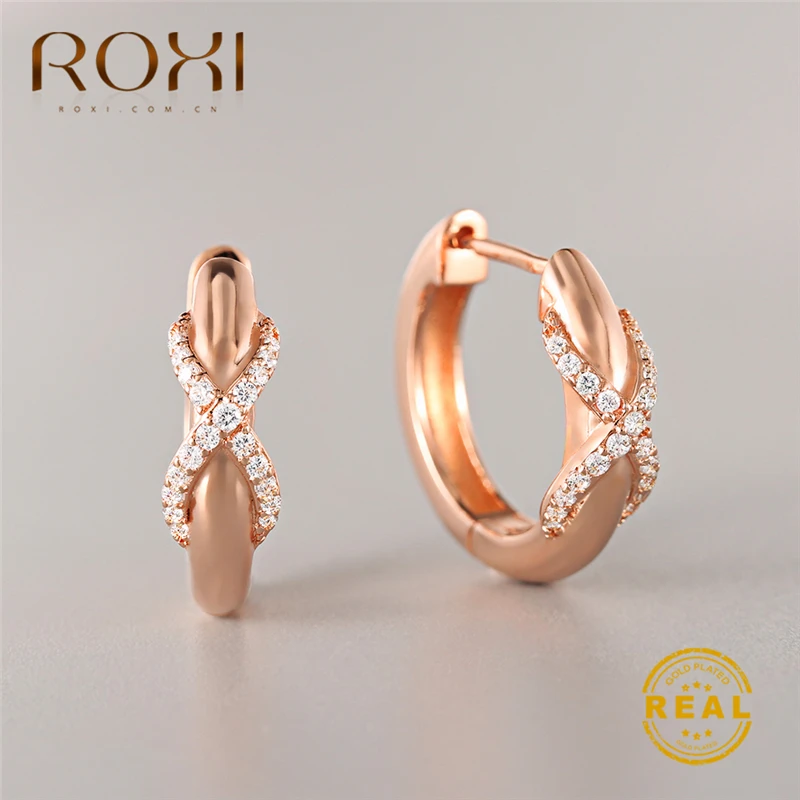 

ROXI Charm Austrian Crystal Hoop Earrings Infinity Rhinestone Round Circle Earrings for Women Fashion Jewelry Wedding Earrings