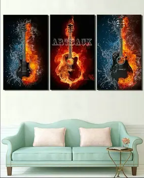 

3pcs/set 5d diy diamond painting ice fire three guitar pattern 3d diamond cross stitch full square drill diamond embroidery