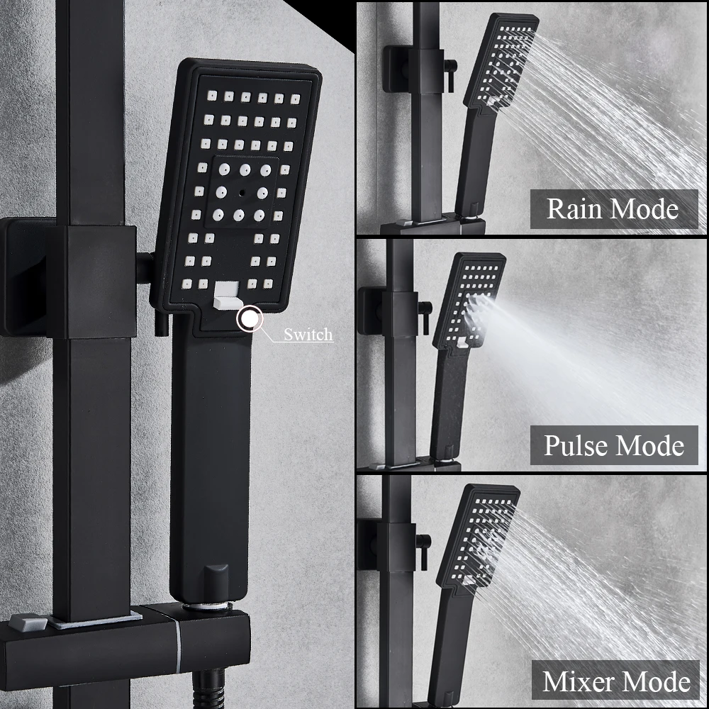 Uythner Bathroom Shower Faucet Rainfall Waterfall Head Wall Mount Bathtub Mixer Tap Hand Sprayer Bath Faucet Shower Set System bathroom shower faucet set