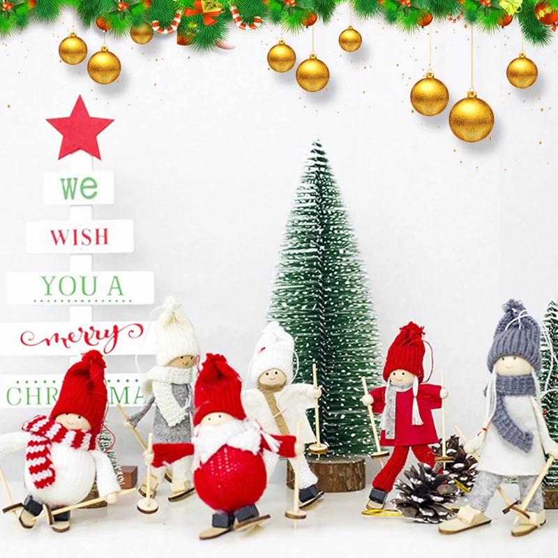 Cute Christmas Tree Decoration Kawaii Christmas Angel Girl Ski Pendant For Home Xmas Cloth Doll Party Hanging Decor Kids Gifts5