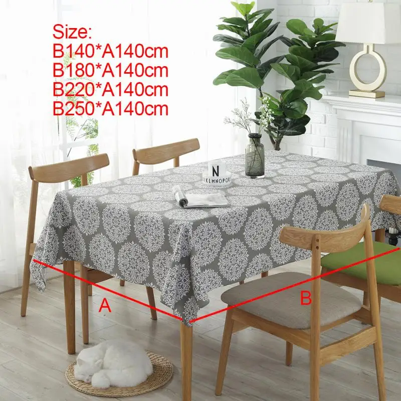 

140cm/180cm/220cm/250cm Tablecloth Elegant Retro Cotton Linen Square Home Decoration stain resistant table cover cloth