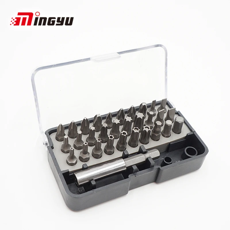 

31 PCS 1/4'' 6.35mm Screwdriver Bit Set With Magnetic Extension Rod Power Tools Torx With A Hole Corss Hex CRV Screw Driver Bit