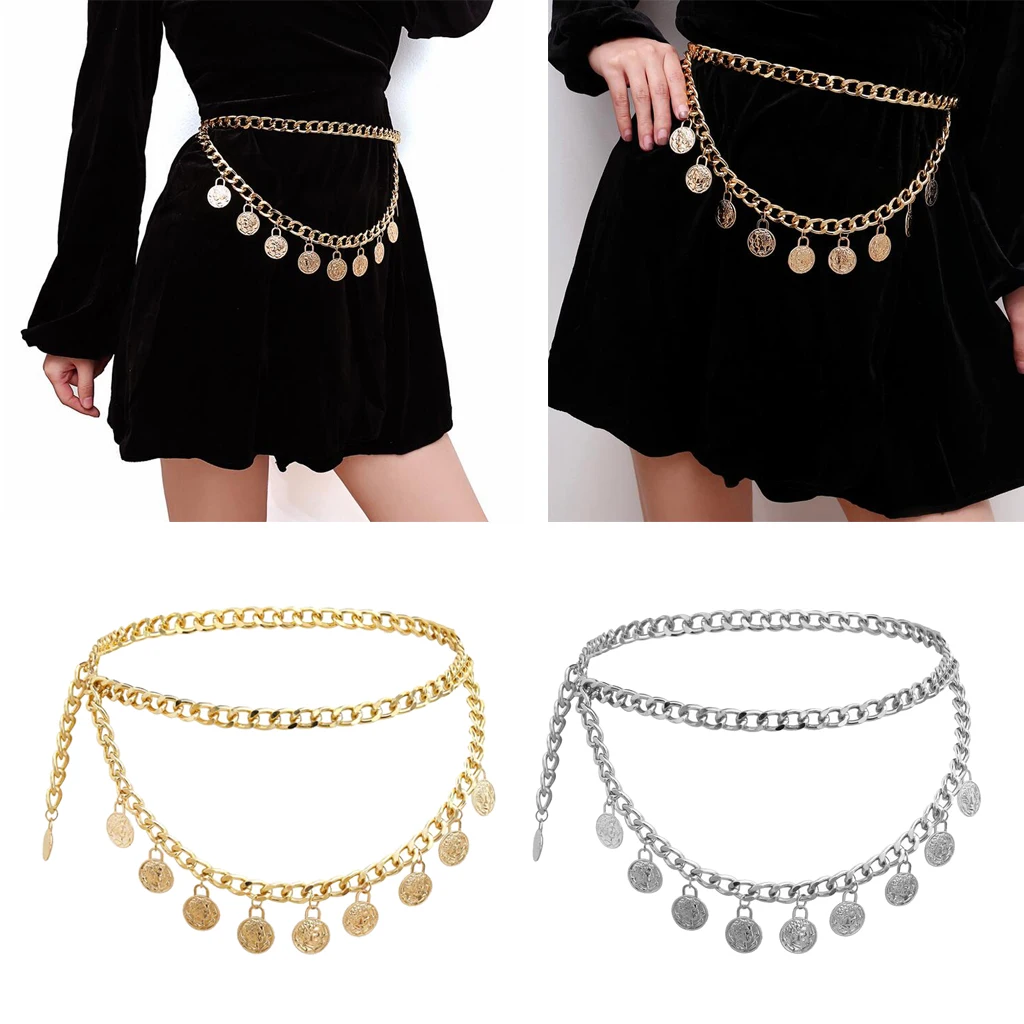 MagiDeal Elegant Lady Bohemian Coins Tassel Chain Wedding Gypsy Waist Belt Body Chain Jewelry
