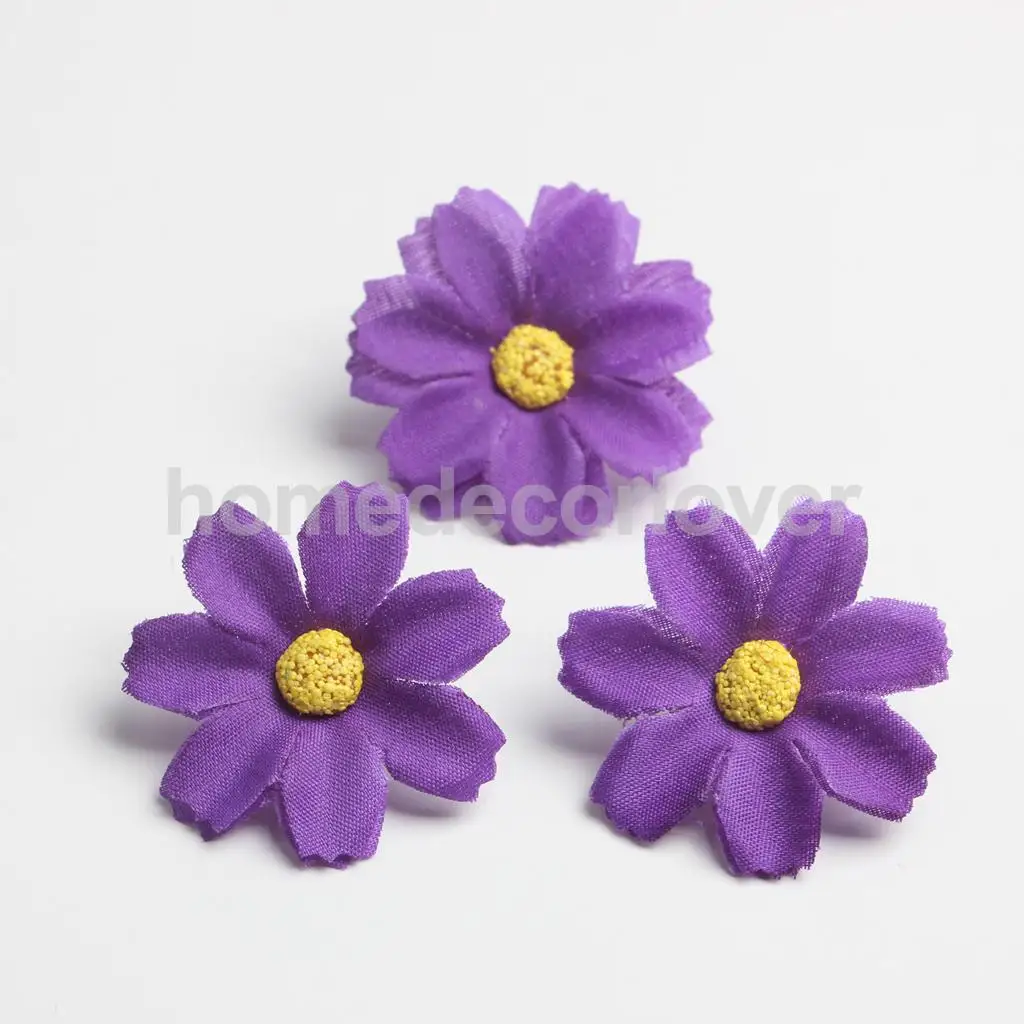 50pcs 4cm Silk Flower Daisies Flower Heads for Wedding/Car/Spring/Home/Garden Decoration Wreath DIY Floral Arts and Crafts