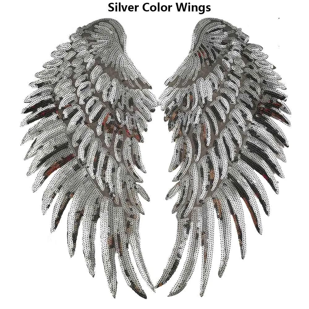 denim jacket with sequin angel wings