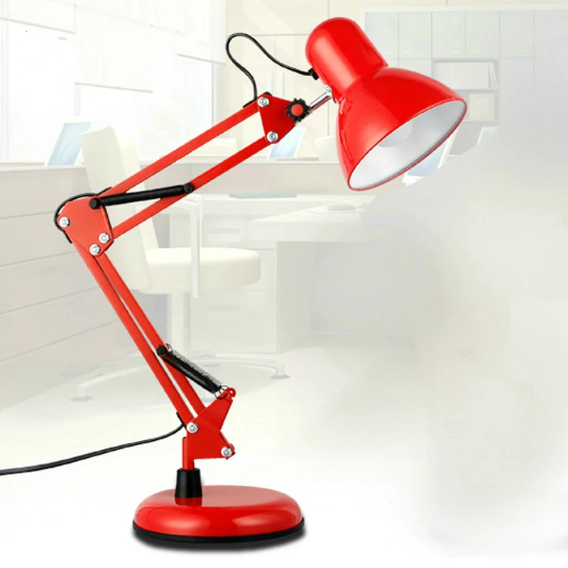 

Modern Flexible Long Swing Arm Clip-on Desk Lamps Study/Computer Lights Clamp Mounted Reading LED Black/White/Red Lights US Plug