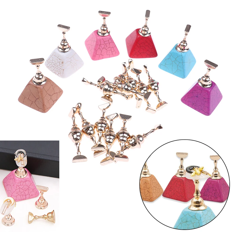 Acrylic Crystal Holders Alloy False Nail Tip Salon DIY Manicure Tools