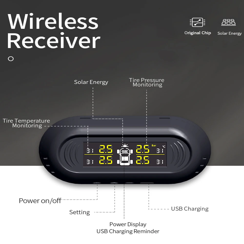 TPMS Системы s шин Давление мониторинга Системы с внешними четыре датчики шины Давление взимается от солнечной энергии или зарядка через usb