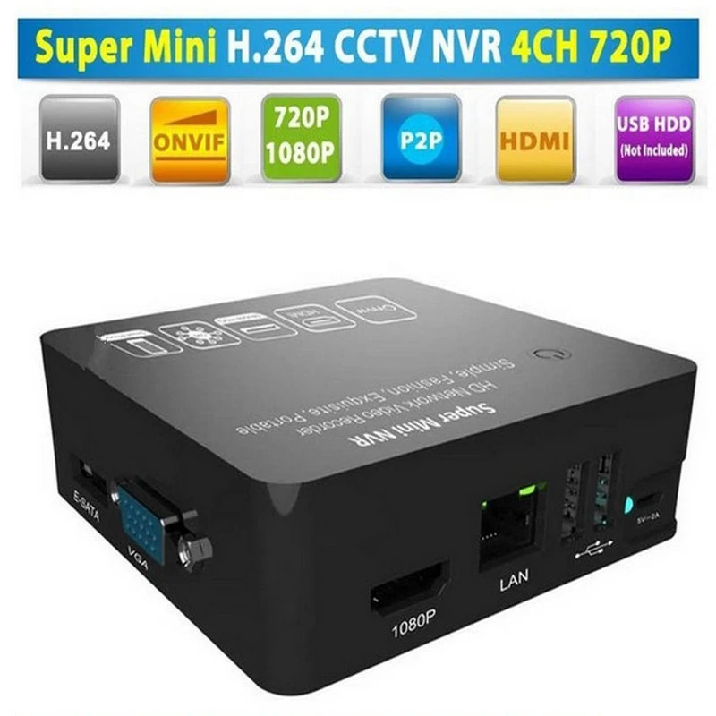 Сетевой видеорегистратор 4Ch Super Mini 1080P ONVIF NVR с цифровым зумом 15X обнаружение