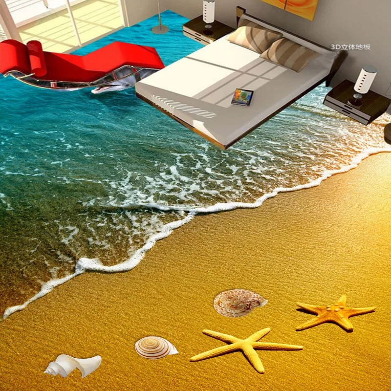 beibehang beach starfish dolphin 3D floor painted bathroom kitchen balcony PVC wallpaper from the floor mural 3D wall stickers incognito tales from the beach 1 cd