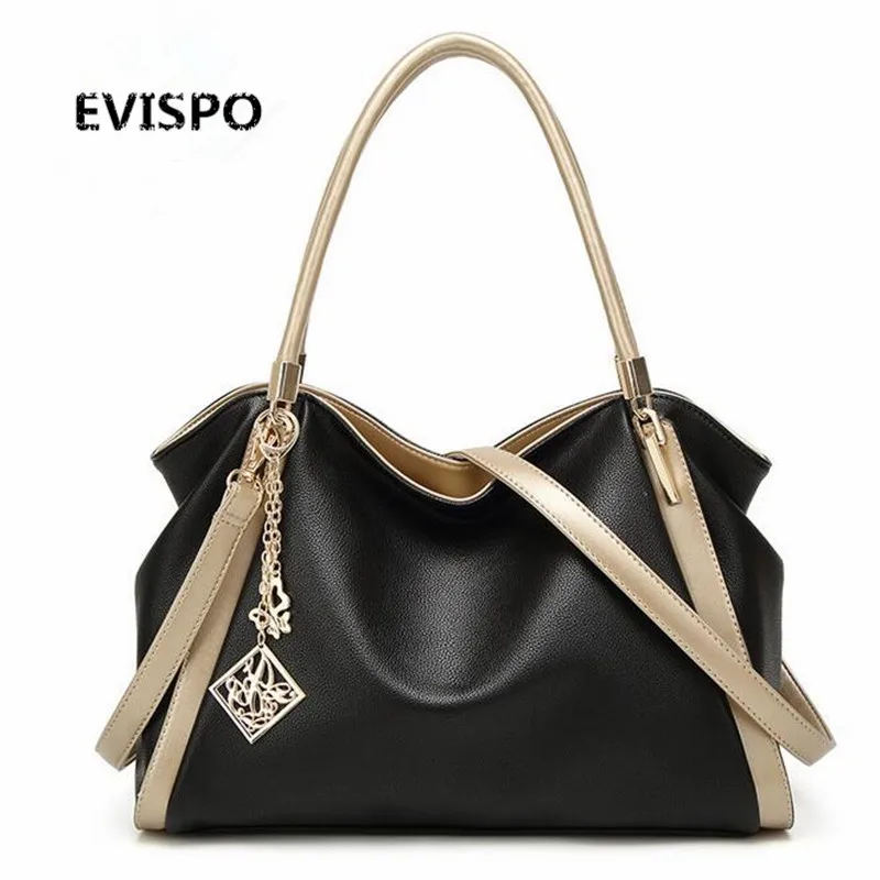 EVISPO Women Bag Pu Leather Tote Brand Name Bag Ladies Handbag Lady