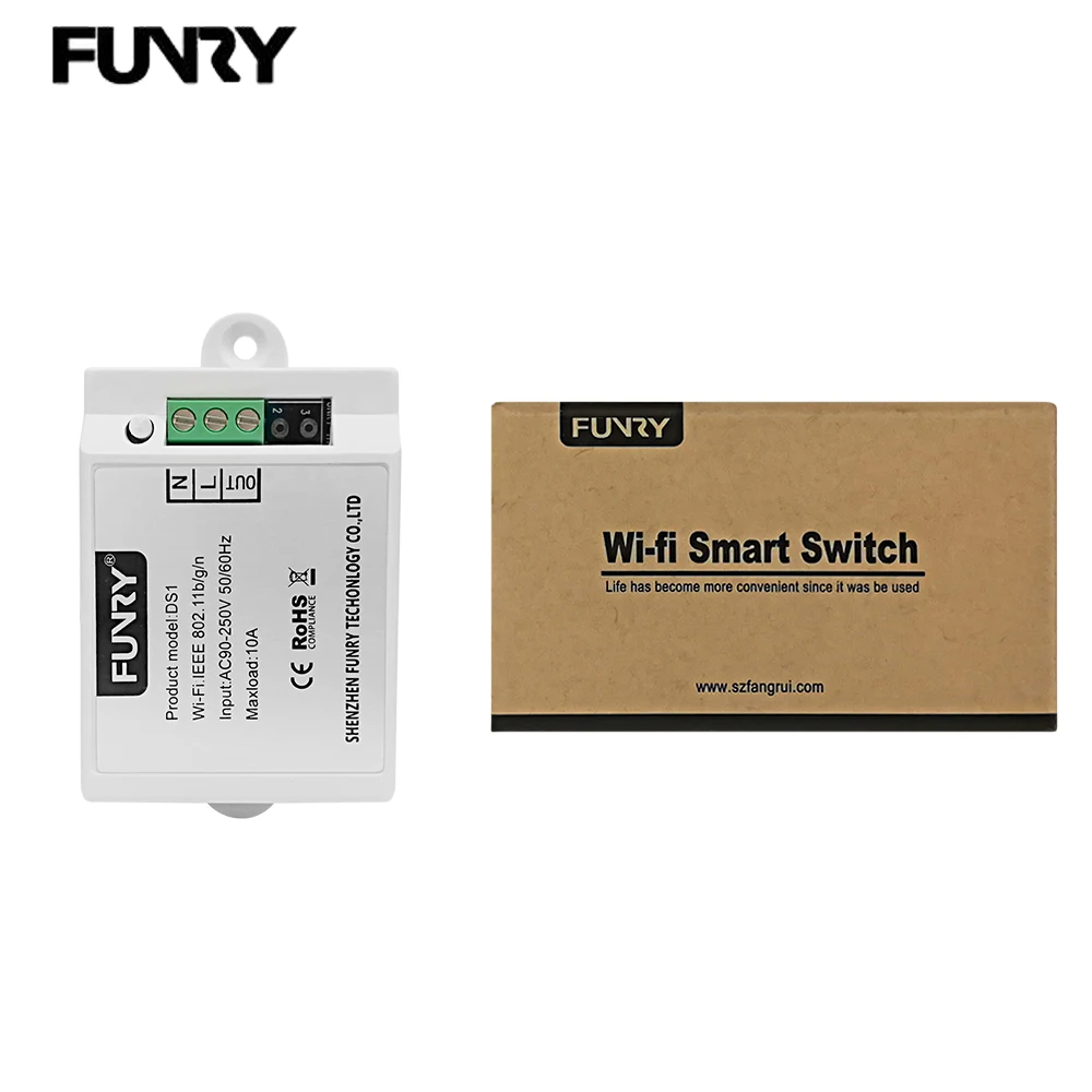 

FUNRY Wifi Switch 10A Automation Module DIY 2.4GHz Wireless Remote Control Timing APP Control WIFI Wall Light Switch 10A 2500W