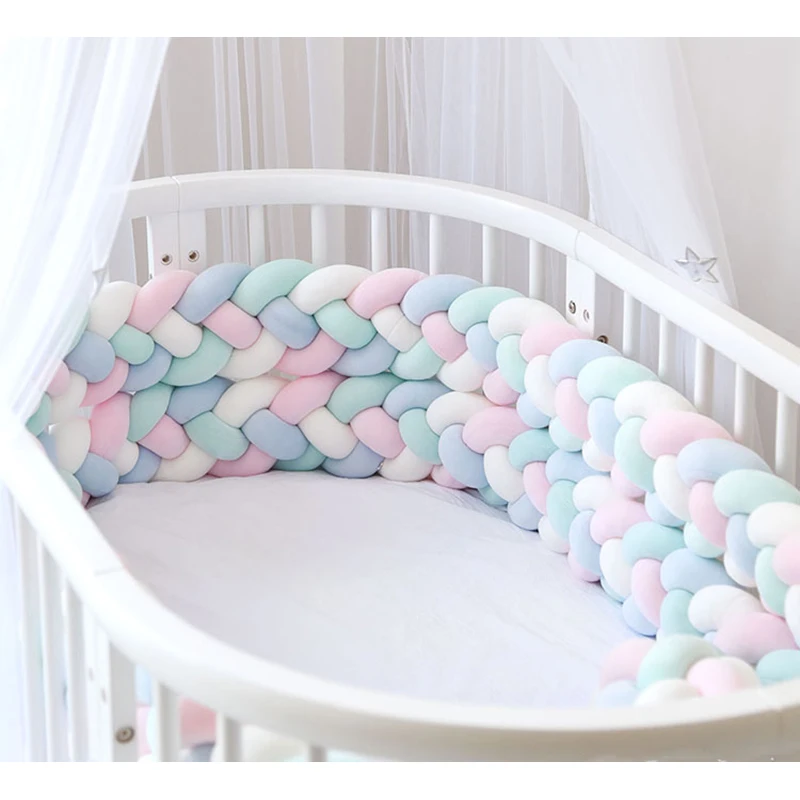 2.2M Length Baby Bed Bumper 4 Braids Baby Bed Decor Pure Weaving Plush Knot Crib Bumper Protector Infant Room Decor 2.2M Length Baby Bed Bumper 4 Braids Baby Bed Decor Pure Weaving Plush Knot Crib Bumper Protector Infant Room Decor