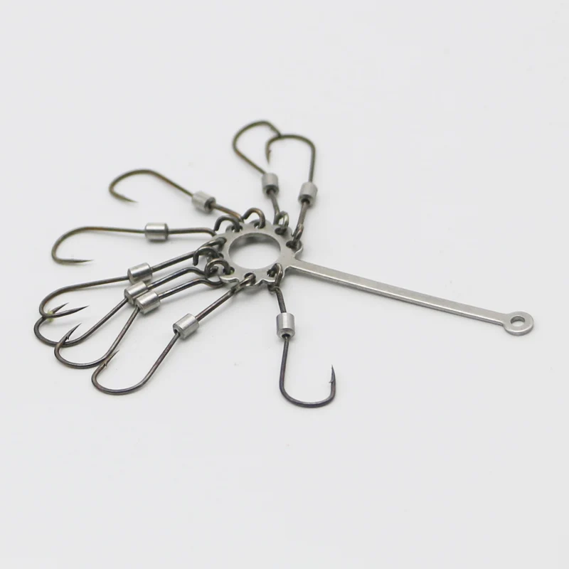 

New Explosive Hook No Running Fish Rooksteel Ring Automatic Fish Hook Bait Atomized Multiple Hooks Fishing Bait 9 Moving Hooks