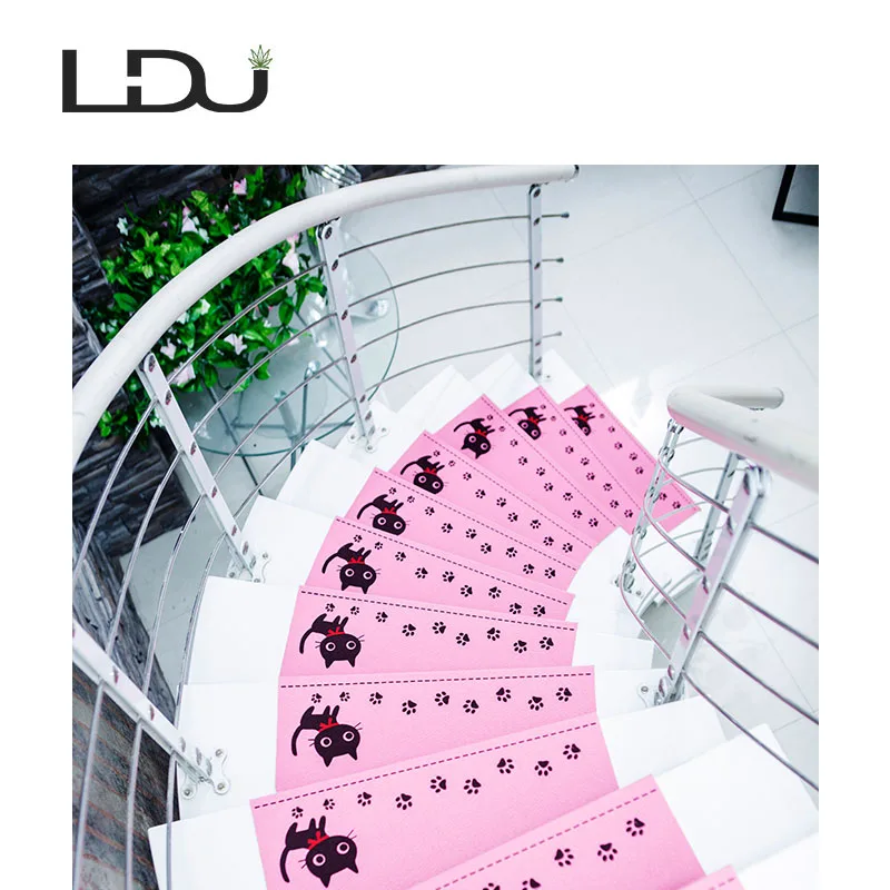 RULDGEE Cat Pattern Self-adhesive Non-slip Home Stair Polyester PVC Cat Carpet for Living Room Stair Mat Protector Rug RULDGEE Cat Pattern Self-adhesive Non-slip Home Stair Polyester PVC Cat Carpet for Living Room Stair Mat Protector Rug