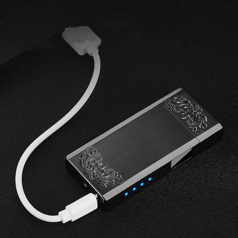 Новая двухдуговая плазменная Usb Зажигалка светодиодный дисплей питания