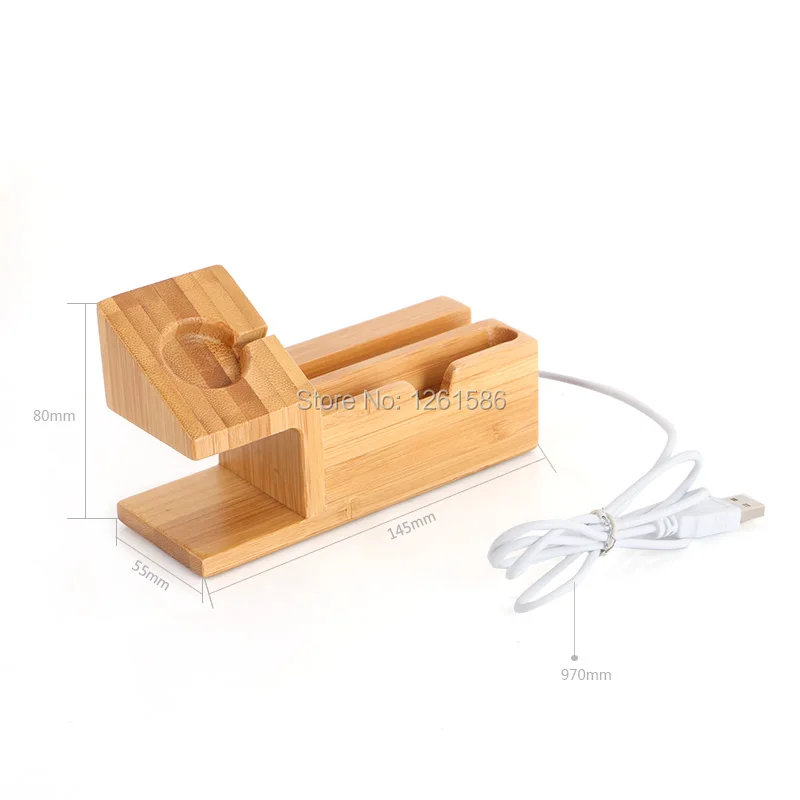 Charger Holder Stand USB Adapter For-Apple Watch 38mm wooden bamboo for iphone 6 6s 6plus 5c (15)