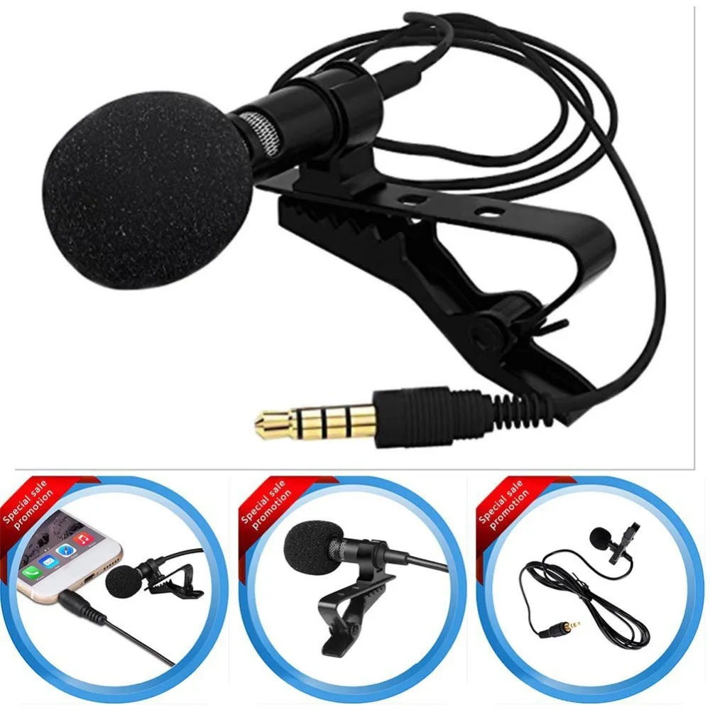 3,5 мм Джек микрофон петличный зажим для галстука микрофоны Microfono Mic для речи лекции с кабелем 1,25 м