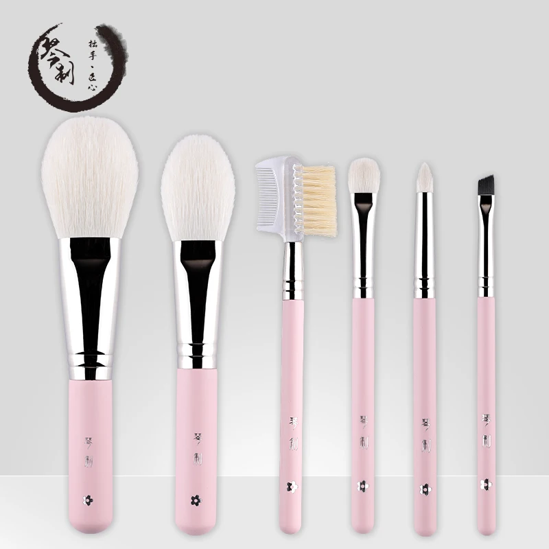 Handmade Makeup Brushes Set 6pcs Soft Goat Hair Make up Face Powder Blush Eye Shadow Brush Pink Handle Cosmetic Tools Handmade Makeup Brushes Set 6pcs Soft Goat Hair Make up Face Powder Blush Eye Shadow Brush Pink Handle Cosmetic Tools