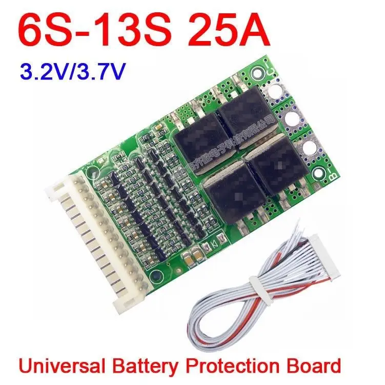 6S-13S 25A BMS LiFePO4 литий-ионная Защитная панель для литиевых батарей 24V 36V 48V 7S 8S 10S 12S