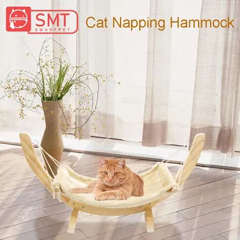 

SMARTPET Stylish Wooden Cat Cradle Hammock Radiator Bed Cushion Soft Fleece Cat Hanging Bed Sleeping Bed For Puppy Cat Hamster