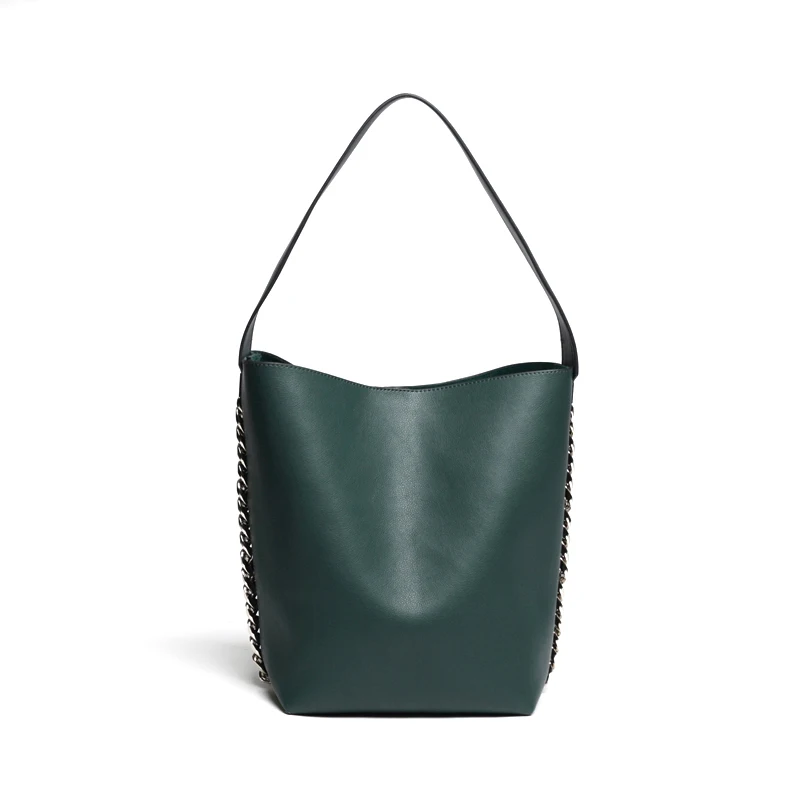 LUYO, винтажная сумка из искусственной кожи с цепочкой, большая сумка на плечо с верхней ручкой, женские роскошные сумки, женские сумки, дизайнерская сумка-тоут - Цвет: green