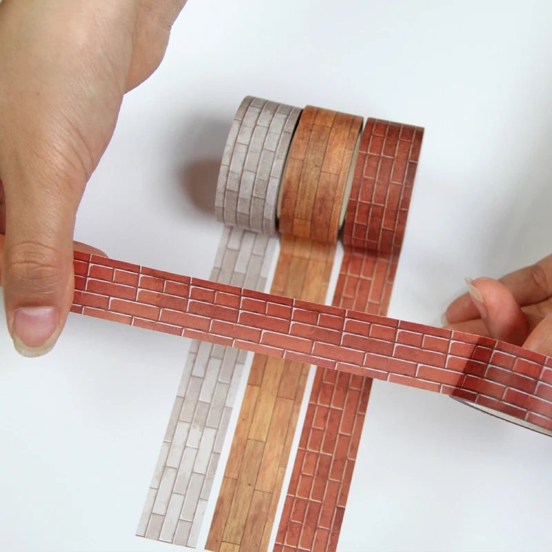 

4style 20mm wide Wall brick Wood grain brick Vintage decoration washi tape DIY planner scrapbooking diary masking tape ESCOLAR