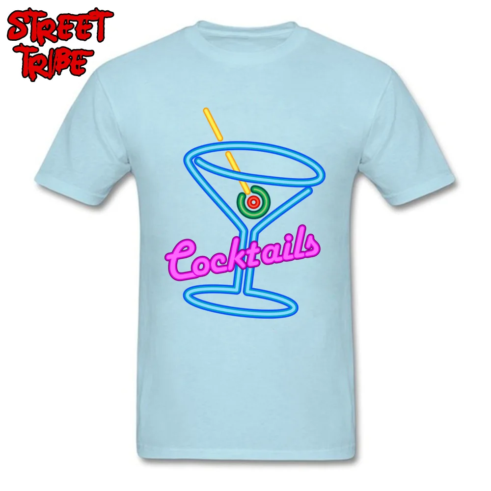 cosiecomfortable Short Sleeve Tees Summer Funny Crew Neck 100% Cotton Tops & Tees Men T Shirt Normal  Top Quality cocktail rum and coke beer martini juice neon light