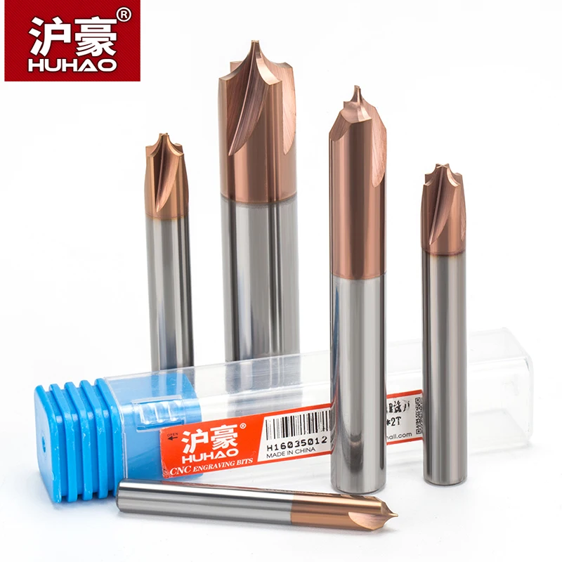 

HUHAO 1PC Solid Carbide Anti-R Chamfering Router Bit For Alloy Steel 2 and 4 Flutes Arc R Angle End Mill CNC Milling Cutter