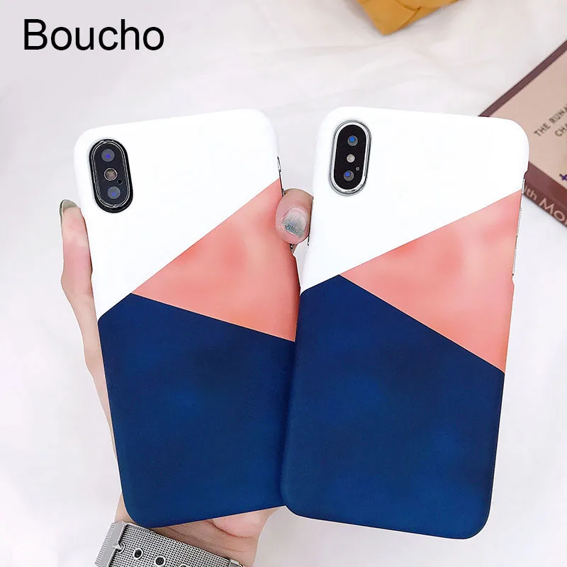 

Fashion Hard Matte PC Phone Cases For iphone 6 6s 7 8 plus Case For iphone X XS MAX XR 11 Pro Max Geometric Splicing Color Cover