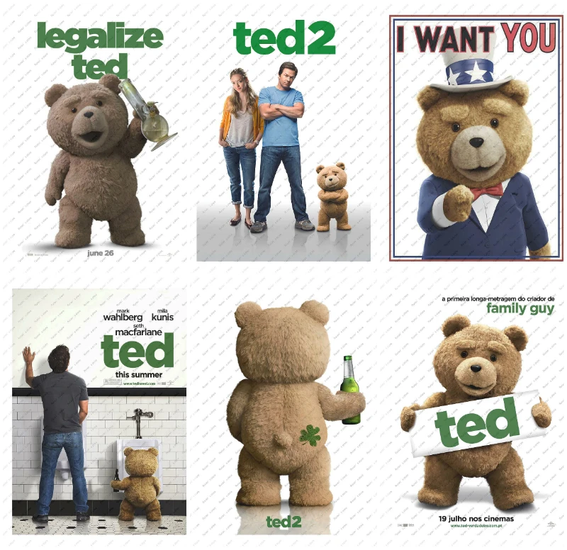

Teddy Bear TED 2 inspirational funny Poster/White Kraft Poster/Wall sticker Decorative paintings