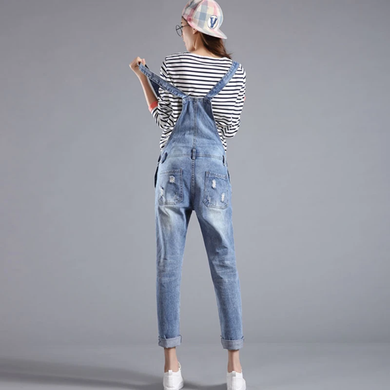 Весна осень модные новые джинсы комбинезоны джинсовые комбинезоны брюки свободного размера плюс женские сиамские брюки женские комбинезоны LX3