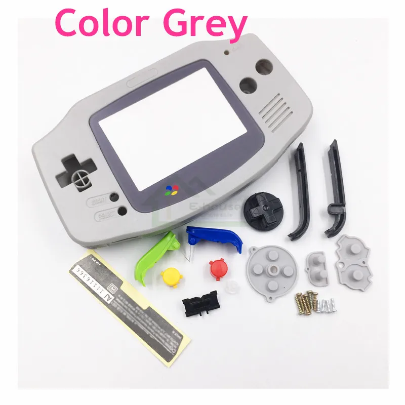 

Grey Color Housing Shell Case Cover Skin replacement for Gameboy Advance for GBA Super Famicom Limited Edition with rubber pads