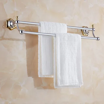 

Simple Flower Towel Bar, Modern Stainless Steel Towel Shelf Silver Polish Double Towel Rack Bathroom Accessories