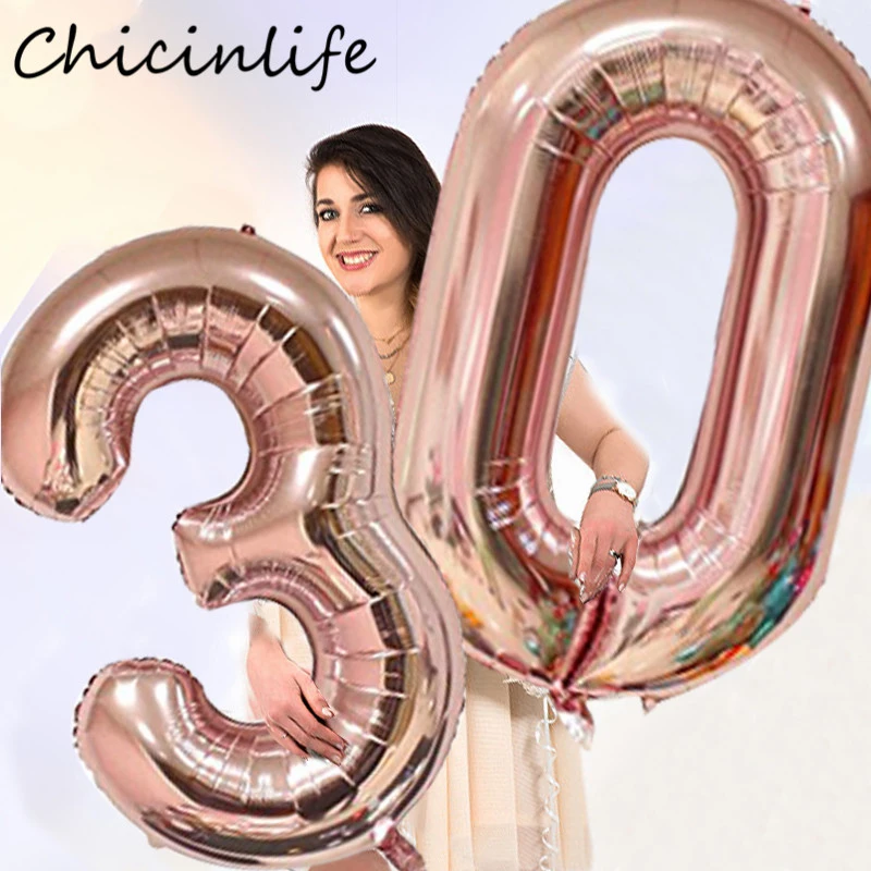 Chicinlife 2 шт. 40 дюймов Rosegold 30/40/50/60/70/80/90 воздушные шары из фольги в виде цифр для взрослых День рождения украшения Юбилей расходные материалы