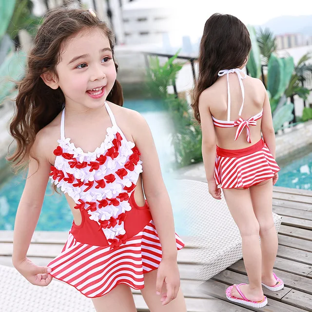 3D Flower Baby Girls One Piece Swimsuit 2019 Baby Skirt Swim Suit Toddler Girl Beach Dress