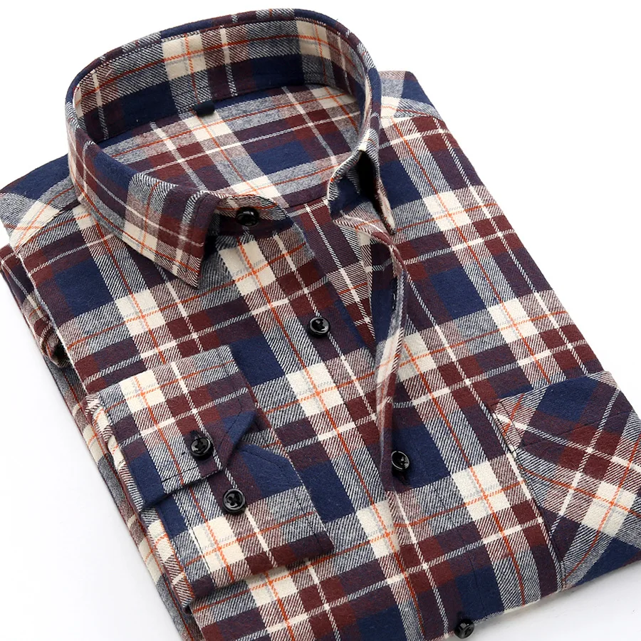 Качественная повседневная мужская рубашка в клетку на весну и осень, фланелевая Мужская одежда, Модные приталенные рубашки с длинным рукавом, Chemise Homme, хлопковая рубашка - Цвет: DTF13