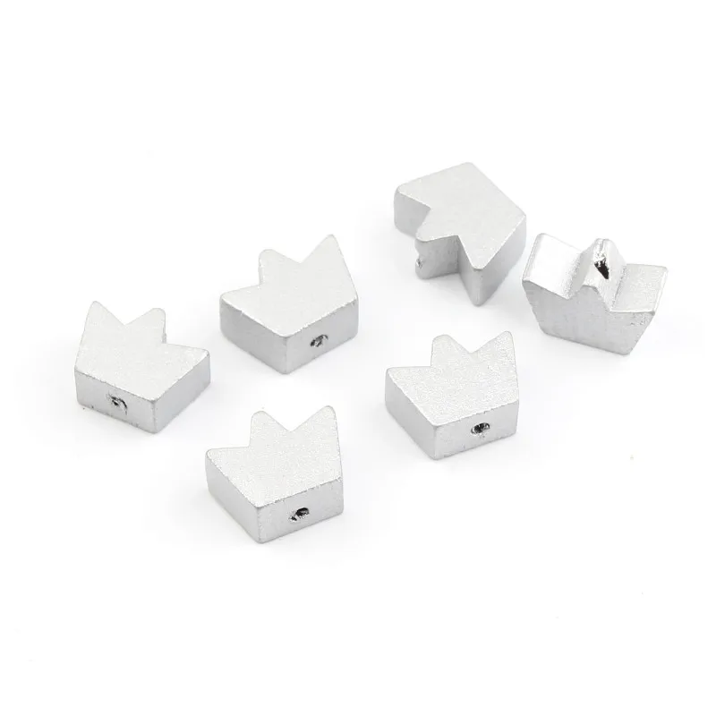 

17x12mm Silver Color Wooden Beads Crown Shape Colours Wood Beads for jewelry Making 50Pcs DIY Baby Rattle Pacifier clip
