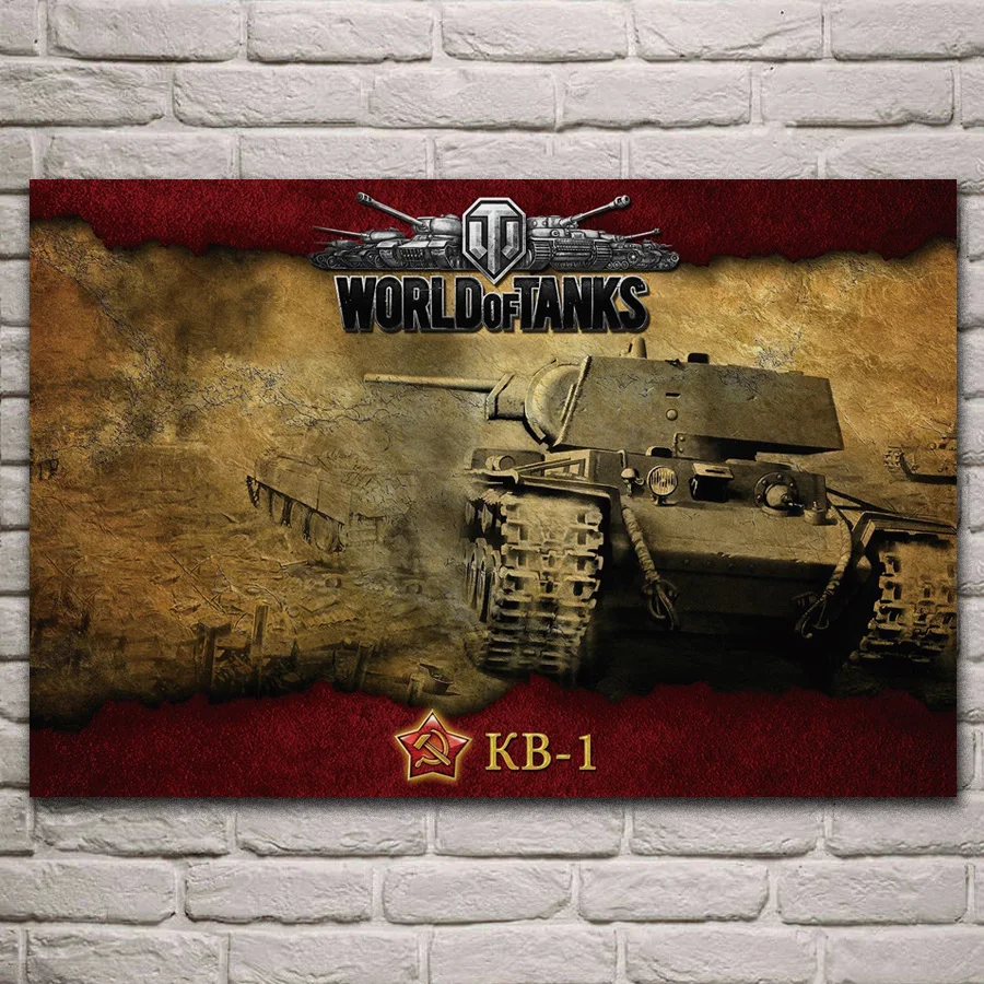 

kb-1 world of tanks game fan art living room decoration home wall art decor wood frame fabric posters KJ069