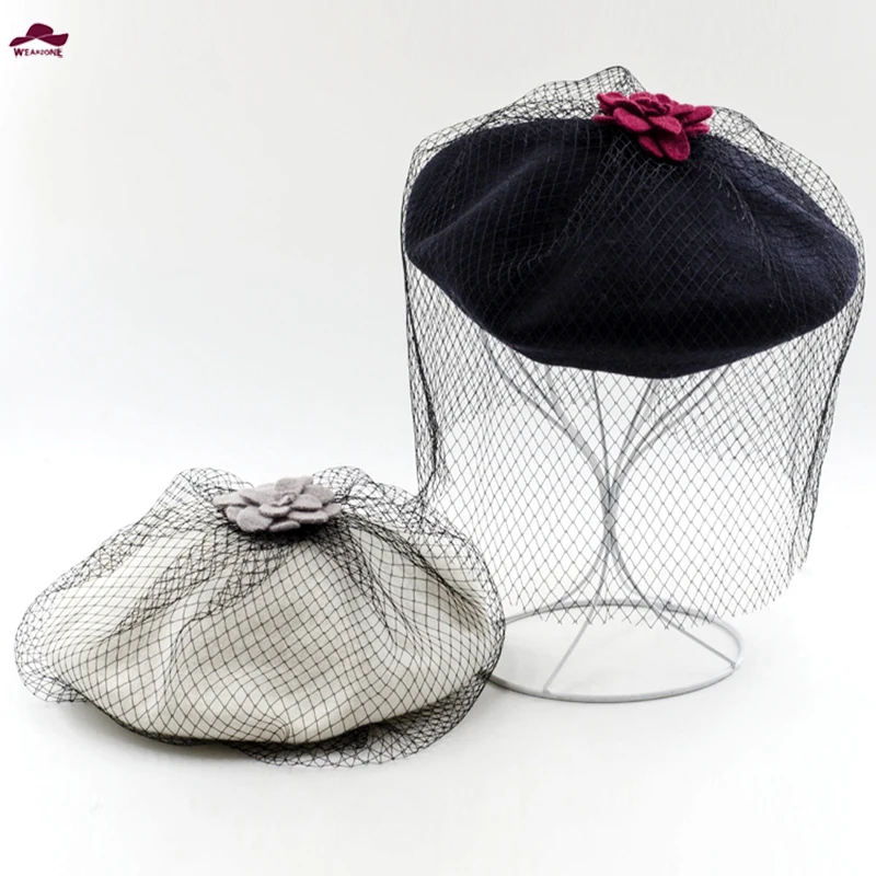 

NewFrench Style Artist Mesh Beret Cap Female Vintage Solid Colors Soft Wool Beanie Hat Women Autumn&Winter Fashion Classic Beret