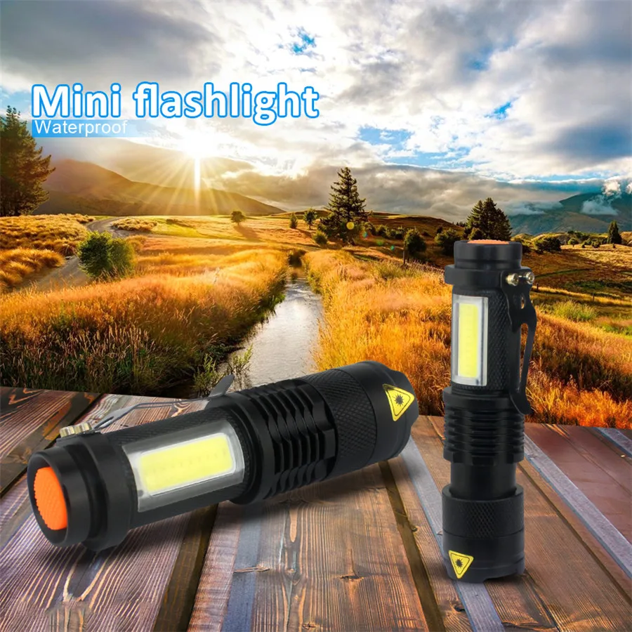 

3800LM XML-Q5+COB Flashlight Led Rechargeable Powerful Mini Torch Linternas Led 4 Modes Hand Light Waterproof ZOOM for Outdoors