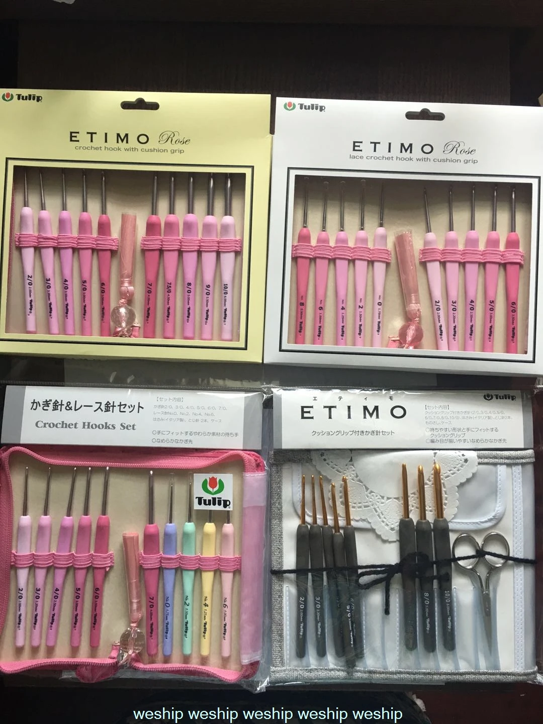 

Japan Hiroshima Tools Tulip Hiroshima Rose Crochet Set PINK AND GARY lace crochet set 1 order=1 set