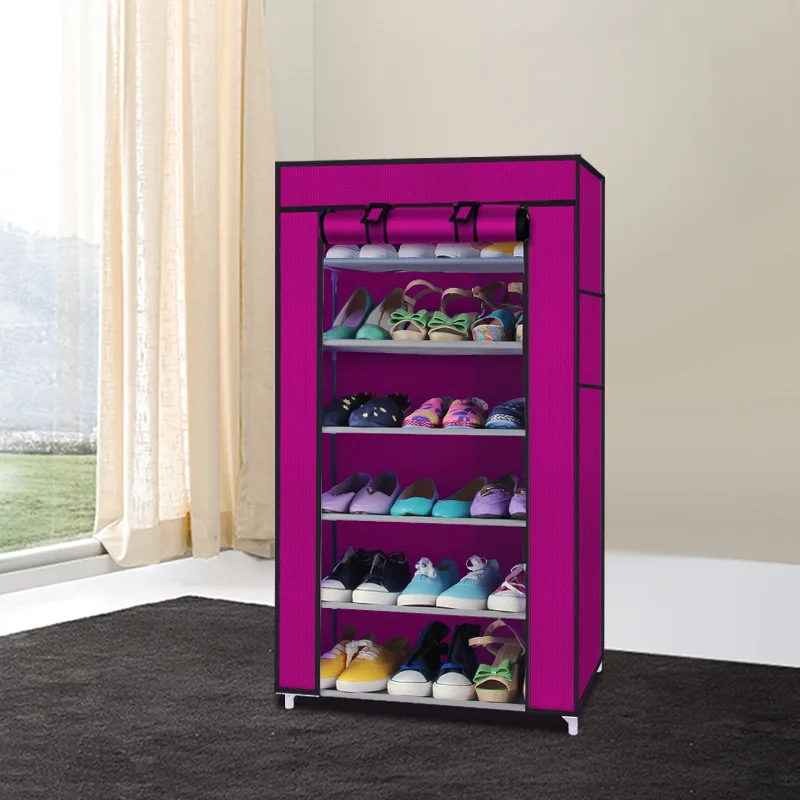 7-слойная DIY стеллаж для хранения обуви обувь Органайзер обувница и защита от пыли защита от дождя шкаф для гостиной - Цвет: 7 rose
