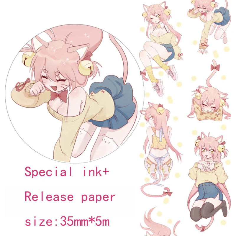 

Special ink 35mm*5m Sexy Cat Girl Kawaii Anime girl Decoration Washi Tape DIY Planner Diary Scrapbooking Masking Tape Escolar