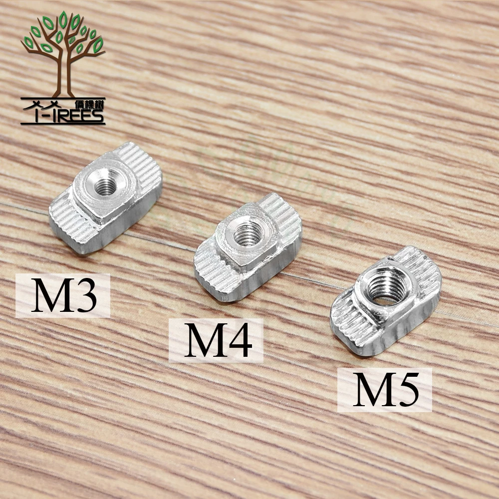 

100pcs/lot M5 Hammer Nut Aluminum Connector T Fastener Sliding Nut Nickel Plated Carbon Steel for 2020 Aluminum Profile