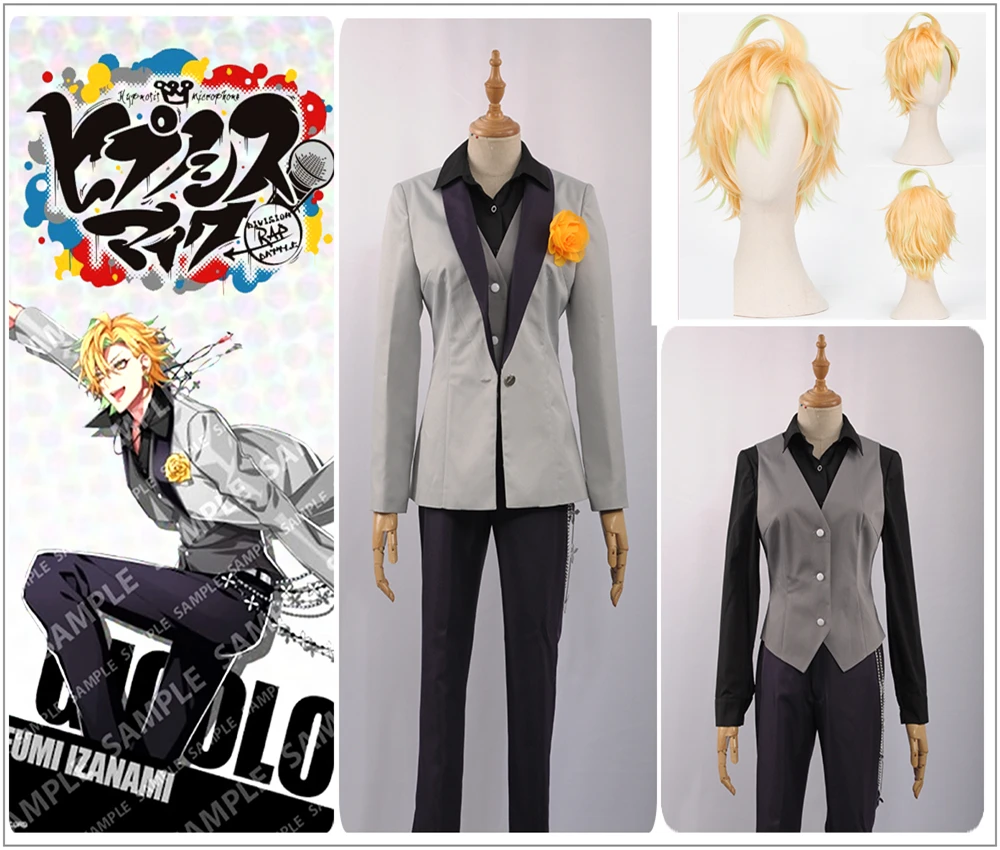 Games Voice Actor Hifumi Izanami Cosplay Costume Custom Male Unifrom Cool Jacket Shirt Pants Vest Curly Golden Wig Halloween Games Voice Actor Hifumi Izanami Cosplay Costume Custom Male Unifrom Cool Jacket Shirt Pants Vest Curly Golden Wig Halloween