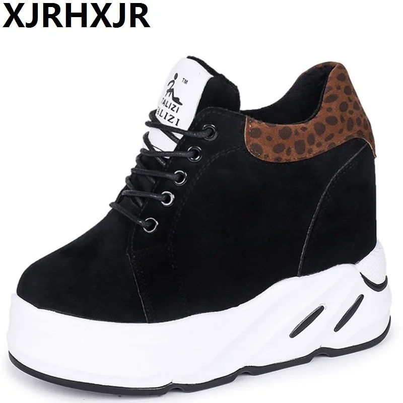 

2018 Fashion Autumn Women Ankle Boots Platform Shoes Wedges High Heel Winter Boots Sneakers 11CM Height Increasing Shoes Woman